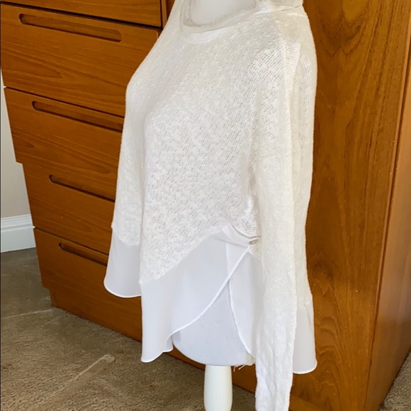 Anthropologie white cotton/spandex long sleeve top - Picture 3 of 8